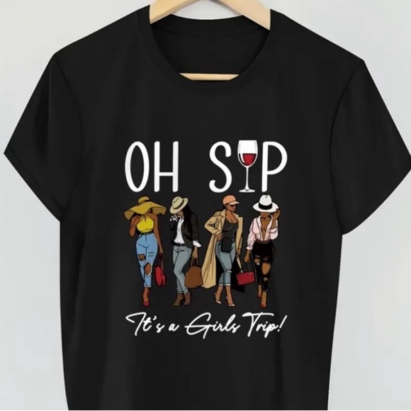 Boutique Tops - 🔴 “Oh S🍷p… It’s a Girl’s Trip” Black Graphic T-Shirt